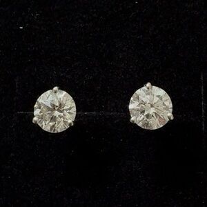 Diamond Stud Earrings in 14k White Gold 1.01CTS! SERIAL NUMBER & APPRAISAL